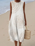 Elise |  Sleeveless Long Dress with Textured Pattern
