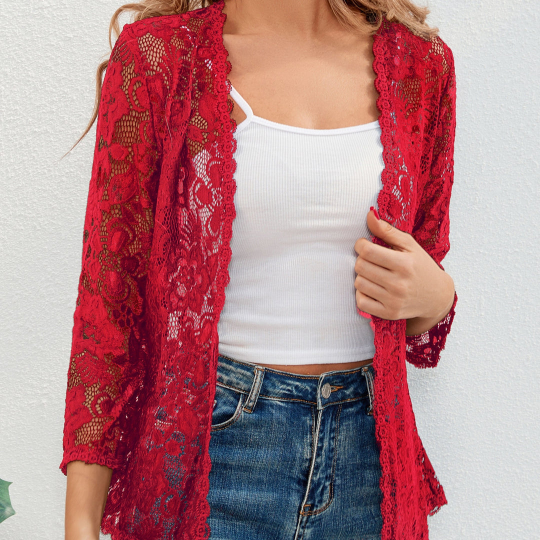 Dieke | Women's Lace Cardigan Sheer Open Front Floral