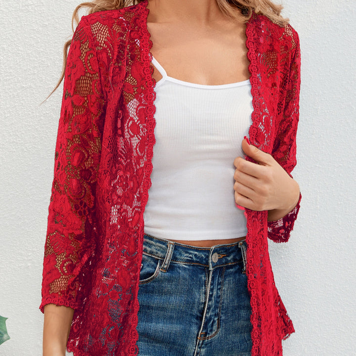 Dieke | Women's Lace Cardigan Sheer Open Front Floral