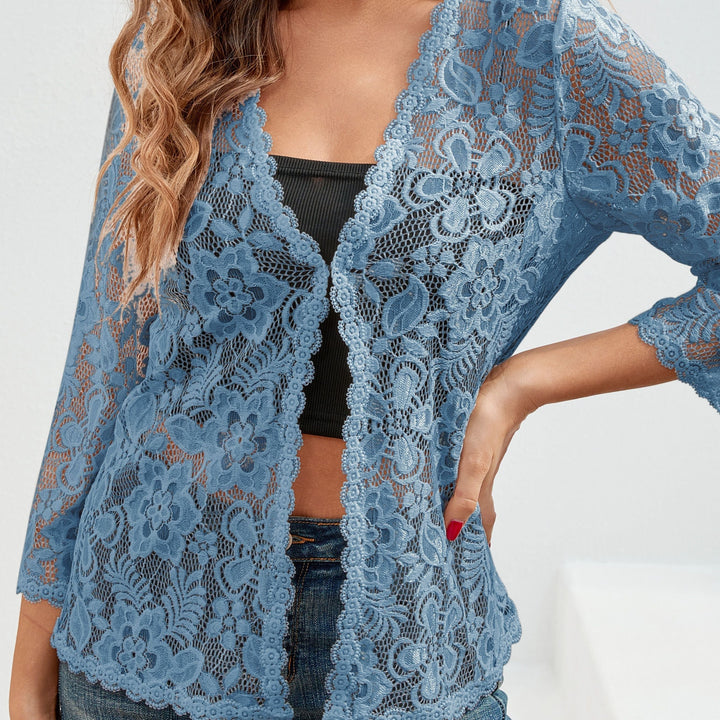 Dieke | Women's Lace Cardigan Sheer Open Front Floral