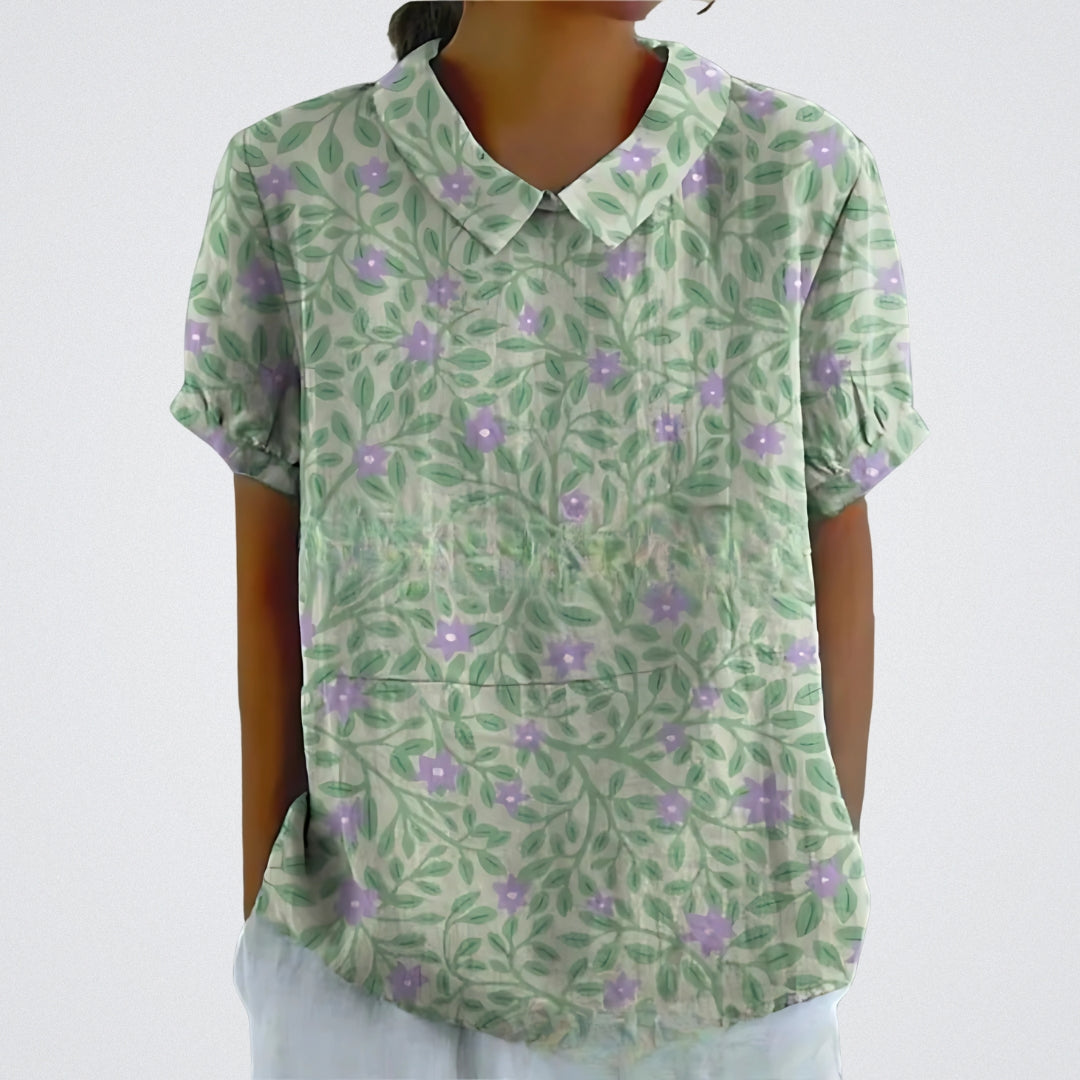 Lina™ | Floral Linen Blouse