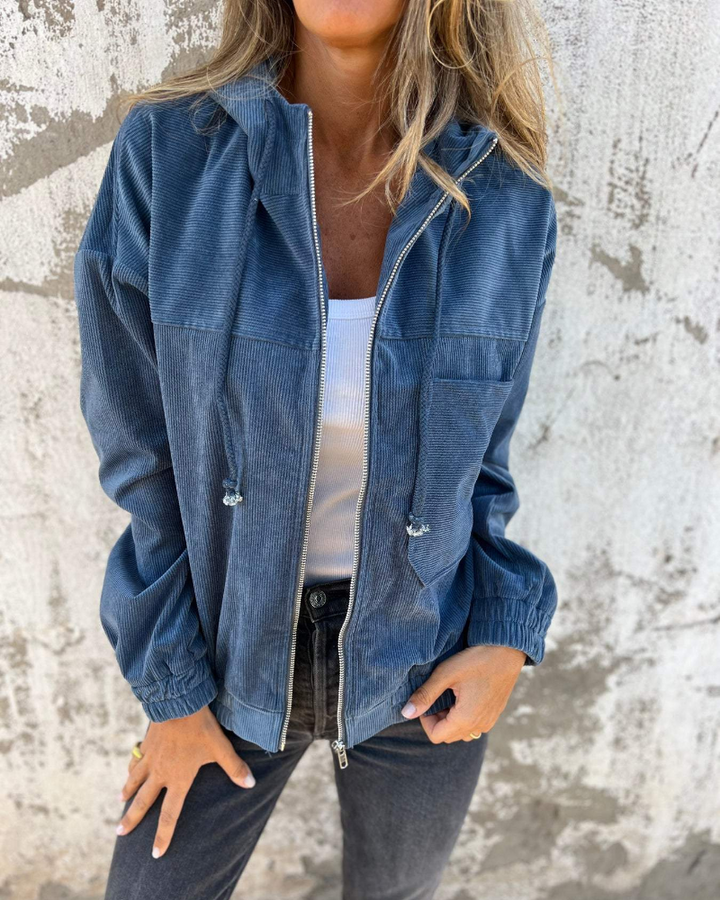 Ella™ | Corduroy Zip-Up Hooded Jacket