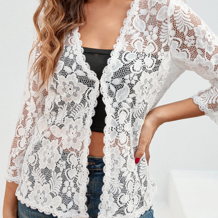 Dieke | Women's Lace Cardigan Sheer Open Front Floral