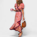 Lora |  Elegant Pink Maxi Dress with Short Sleeves