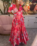 Tessa |  Elegant Dress with Floral Print & V-Neck
