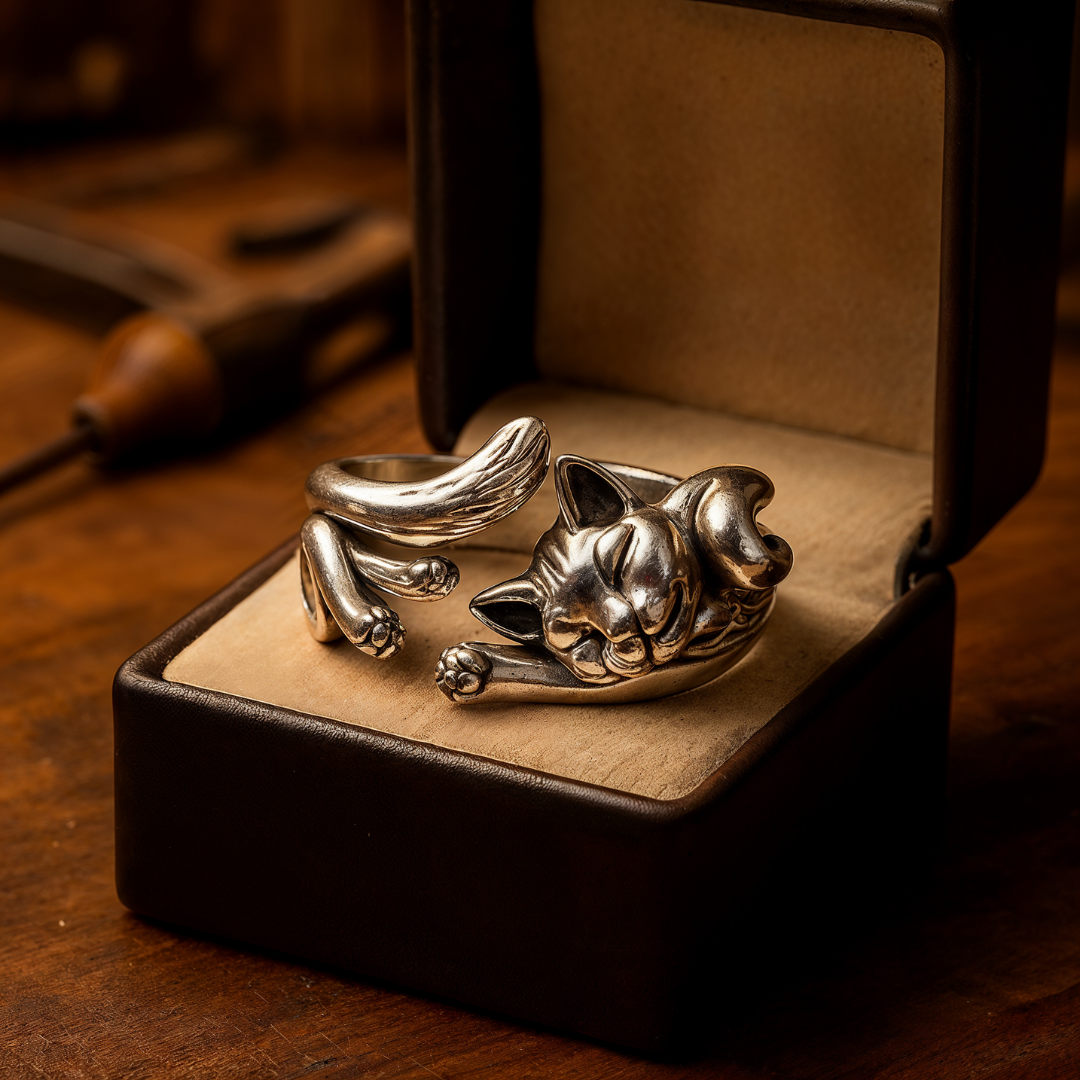 Vintage Silver Cat Ring