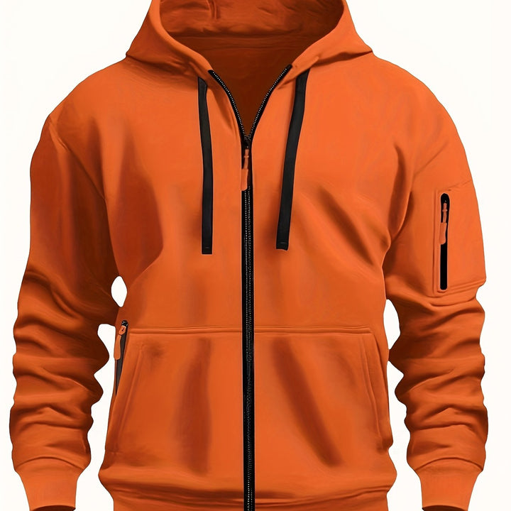 Men's Heavyweight Zip Up Hoodie Jacket – Orange