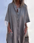 Melanie |  Ibiza Style Casual Ankle-Length Shirt Dress