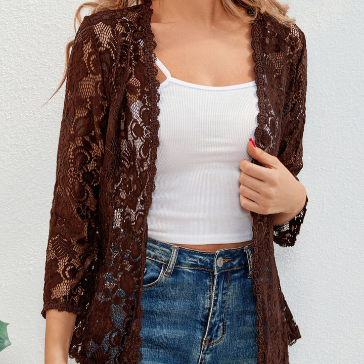 Dieke | Women's Lace Cardigan Sheer Open Front Floral