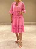 Selina |  Embroided Dress with Button Closure