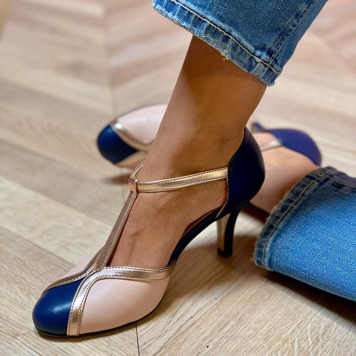 Alessia™ | Colorful and Comfortable T-strap Pumps with Round Toe