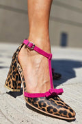 Leontina | Green leopard print sandals with colorful accent