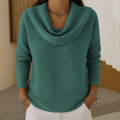 Amber |  Warm Waffle-Knit Sweater with an Elegant Cowl Neck