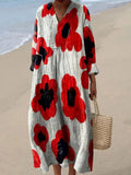 Alba |  Long dress with red flowers