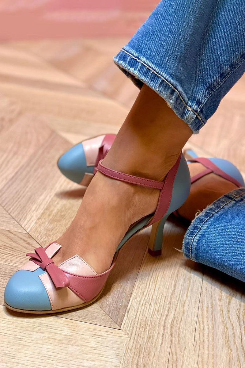 Bellarosa | Colorful sandals with knot and strap, round toe