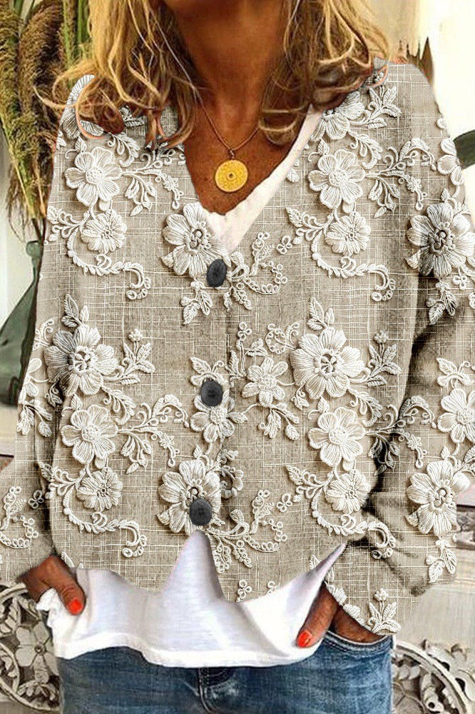 Cardigan with Petal Thread