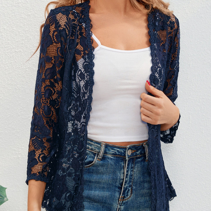 Dieke | Women's Lace Cardigan Sheer Open Front Floral