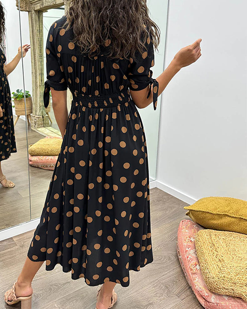 Mina™ | V-Neck Polka Dot Dress