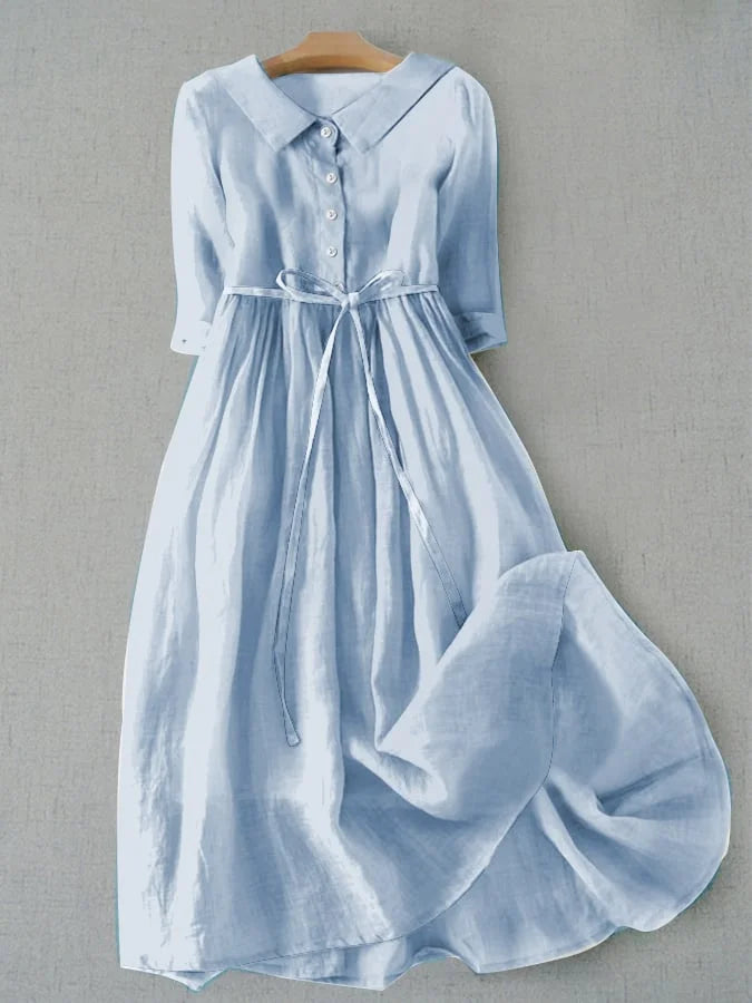 Lux - Elegant Short Sleeve Dress with Waist Ties