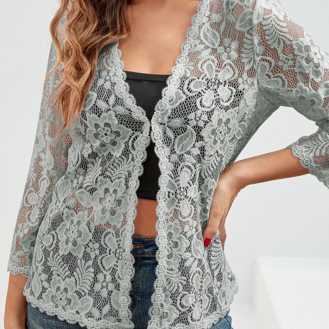 Dieke | Women's Lace Cardigan Sheer Open Front Floral
