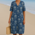 Alma |  Indigo Blue Dress with Flowers