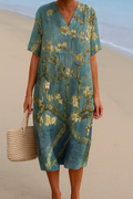 Aya |  Teal Dress with Floral Print