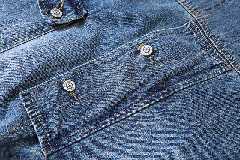 Distressed Denim Overall with Multiple Pockets