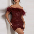 Rinna |  Stylish Off-Shoulder Glitter Dress