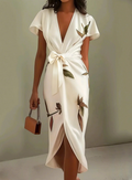 Payton |  Elegant White Satin Midi Dress