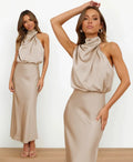 Solène |  High Waist Midi Dress