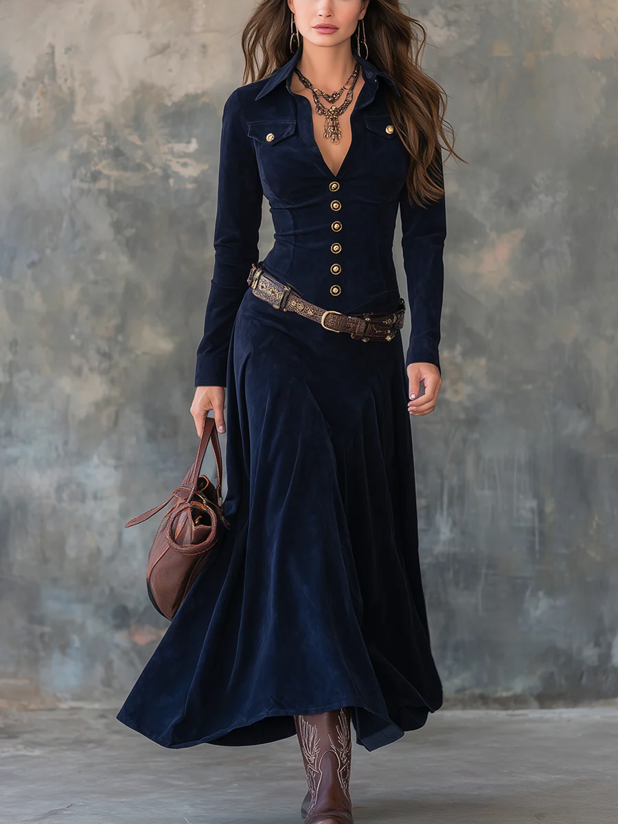 Milana™ | Suede Maxi Dress with Slit