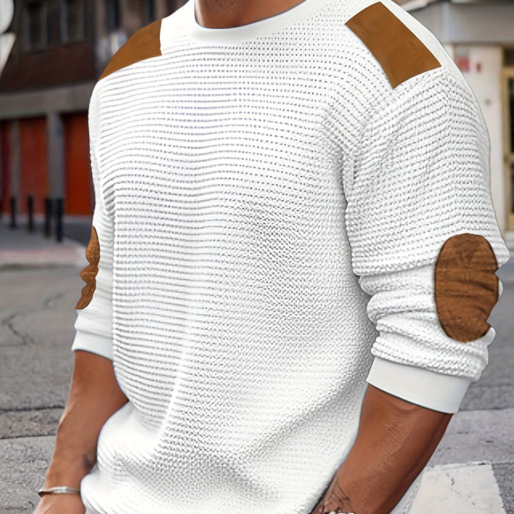 Aaron | Men's Pullover Sweater Elbow Patch Knit 1