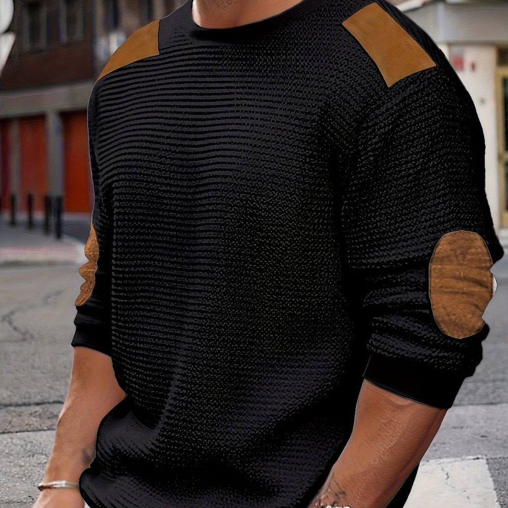 Aaron | Men's Pullover Sweater Elbow Patch Knit 2