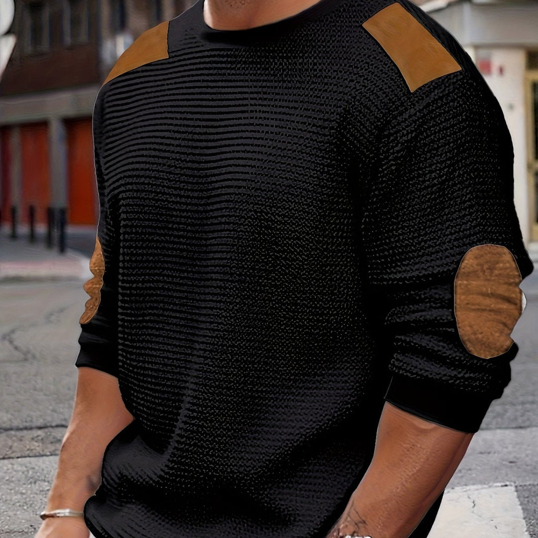 Aaron | Men's Pullover Sweater Elbow Patch Knit 2