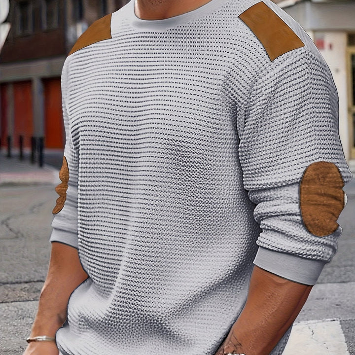 Aaron | Men's Pullover Sweater Elbow Patch Knit 3