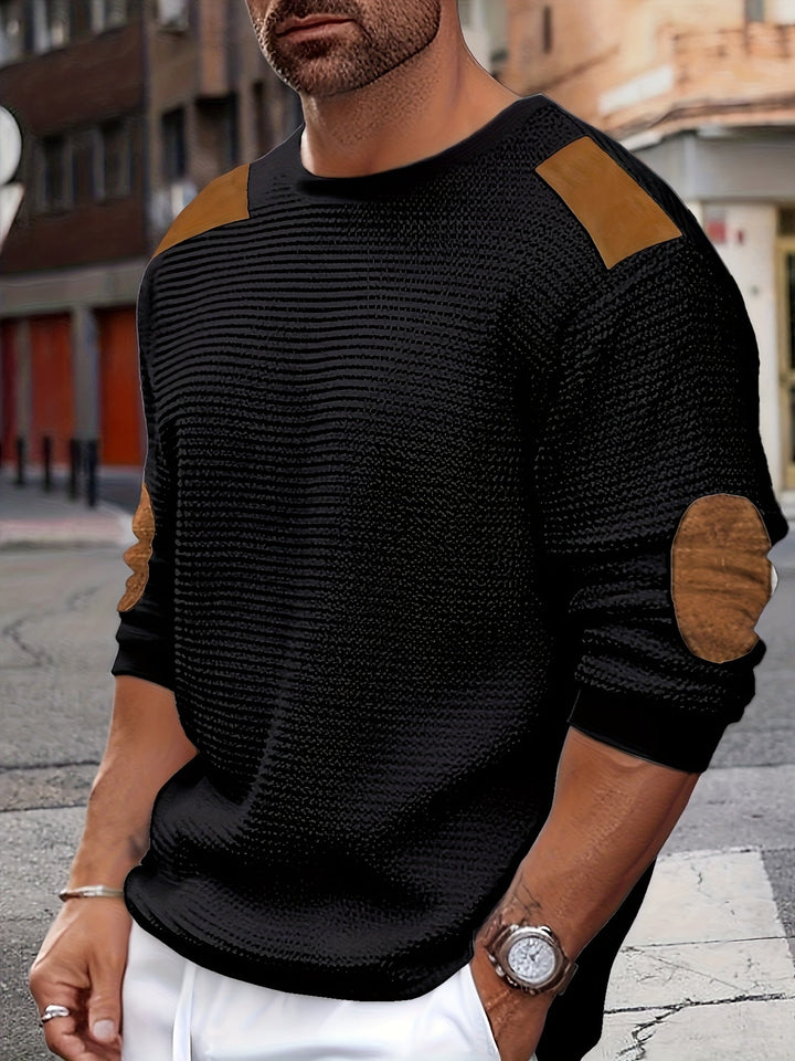Aaron | Men's Pullover Sweater Elbow Patch Knit 9