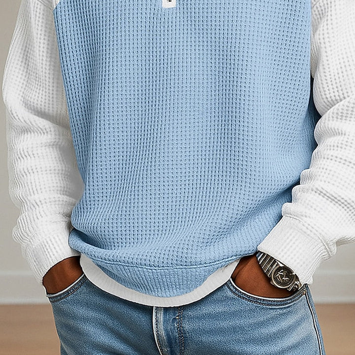Men's Color Block Quarter Zip Pullover – Detail View