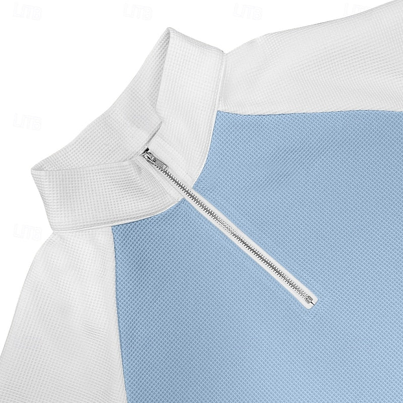 Men's Color Block Quarter Zip Pullover – Detail View