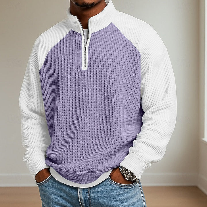 Men's Color Block Quarter Zip Pullover – Purple