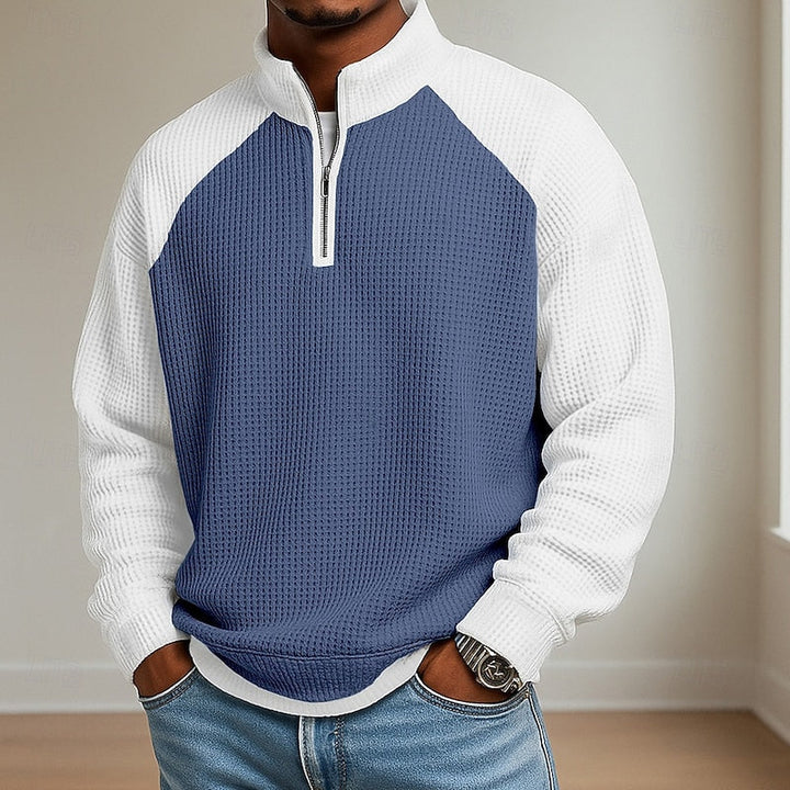 Men's Color Block Quarter Zip Pullover – Navy