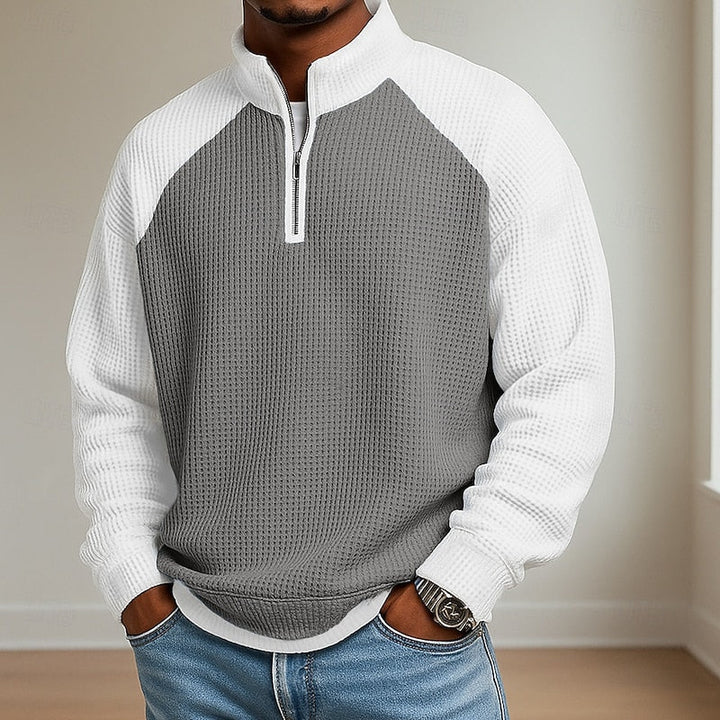 Men's Color Block Quarter Zip Pullover – Gray