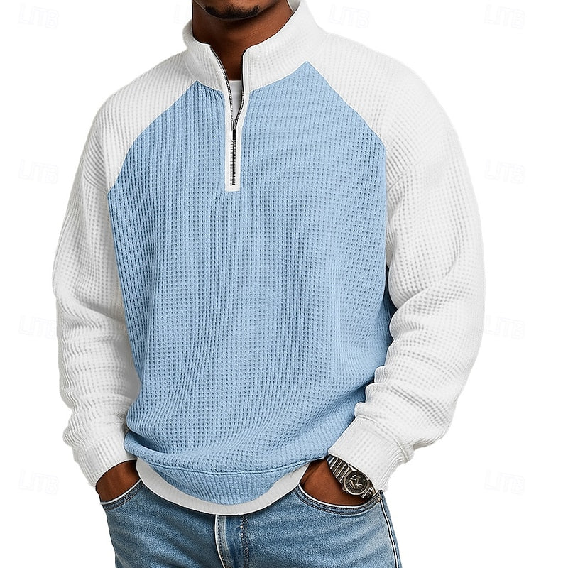 Men's Color Block Quarter Zip Pullover – Detail View