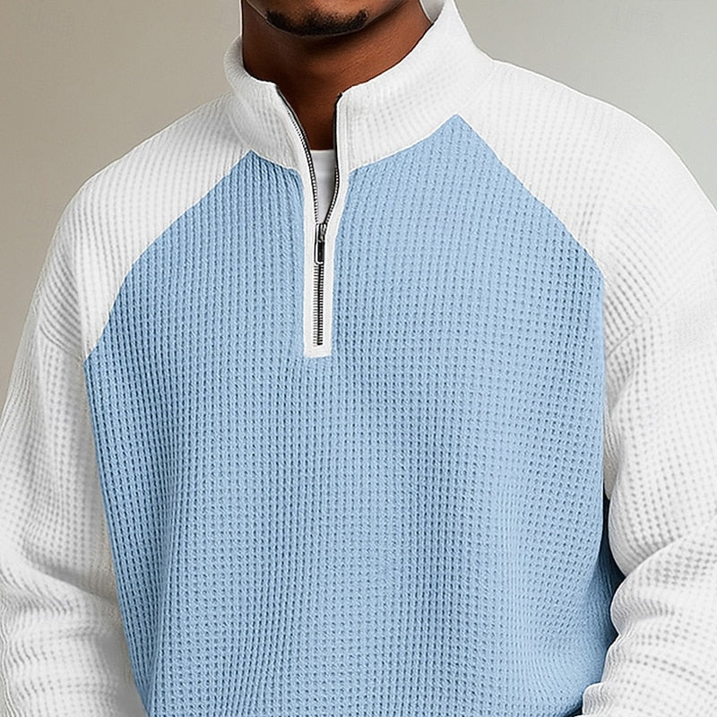 Men's Color Block Quarter Zip Pullover – Detail View