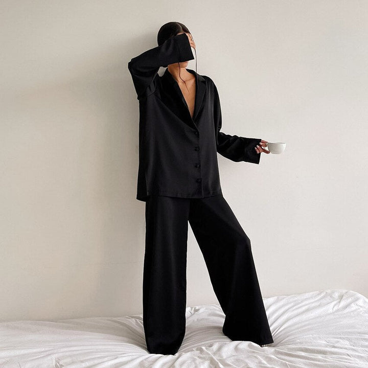 Adelina | Women's Pajama Set Satin Button Up 1