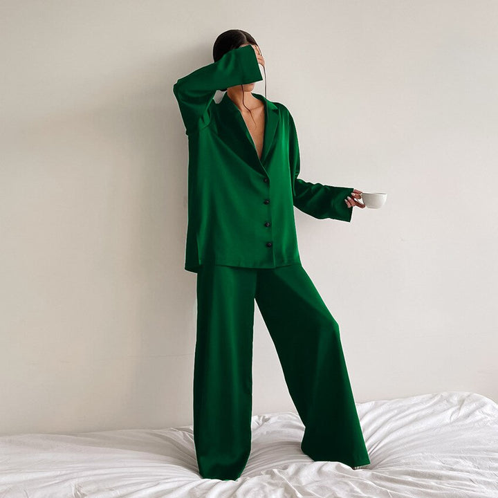 Adelina | Women's Pajama Set Satin Button Up 4