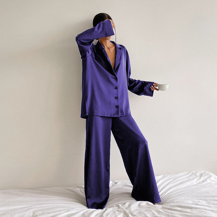 Adelina | Women's Pajama Set Satin Button Up 6