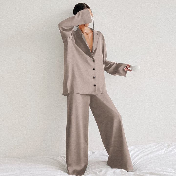 Adelina | Women's Pajama Set Satin Button Up 8