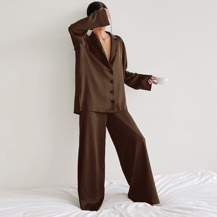 Adelina | Women's Pajama Set Satin Button Up 9