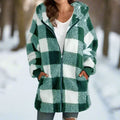 Agneta | Women's Plaid Fleece Coat Hooded Zip Up Sherpa