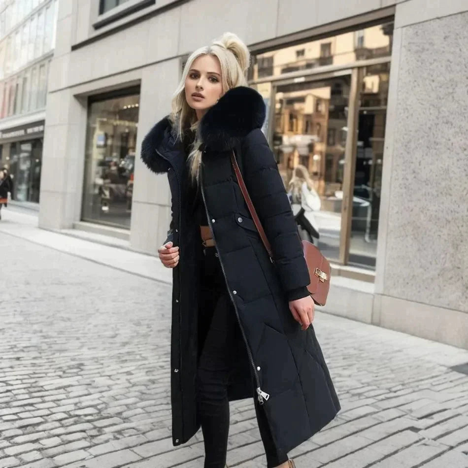 Alessia - Fur Trim Long Winter Puffer Coat 6